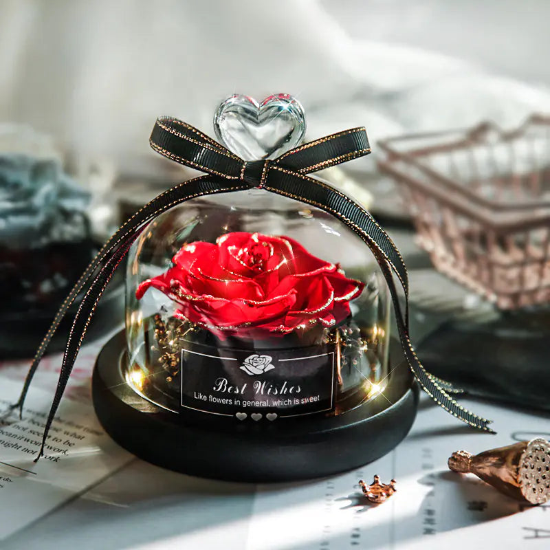 Eternal Rose Gift Box with Glass Dome Decoration