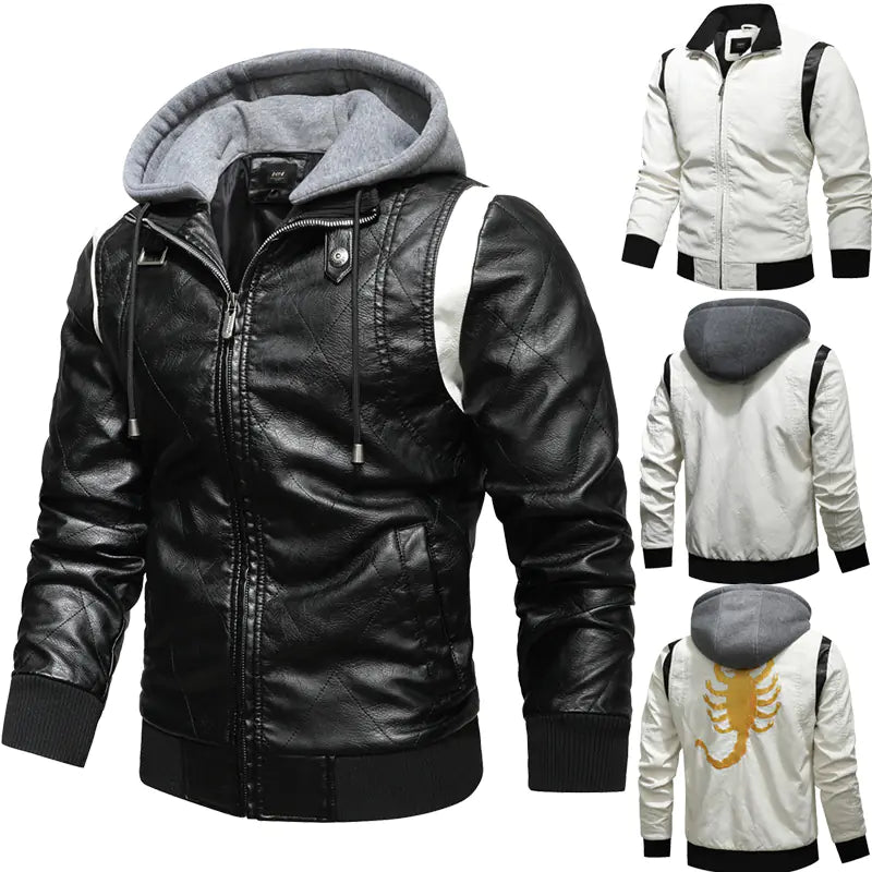 Urban Hooded Plus Size Leather Jacket