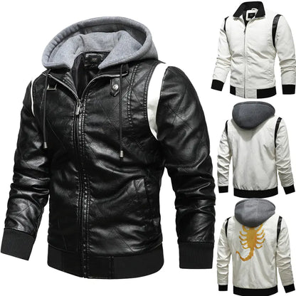 Urban Hooded Plus Size Leather Jacket