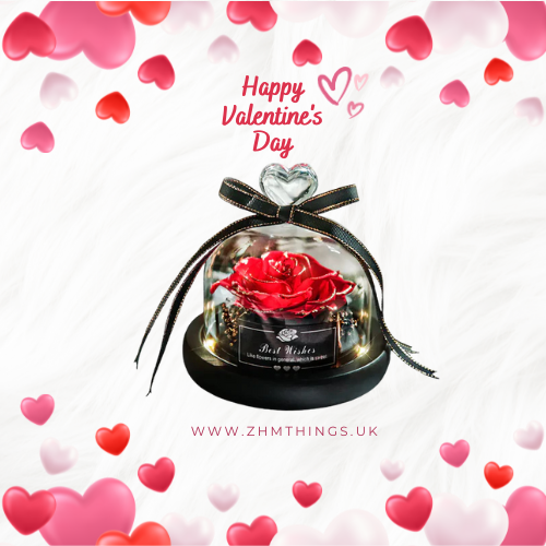 Eternal Rose Gift Box with Glass Dome Decoration