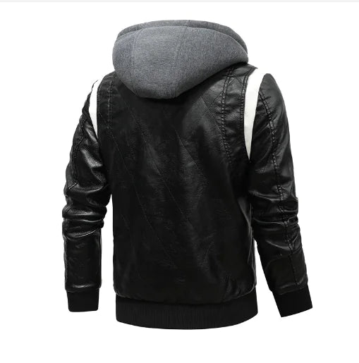 Urban Hooded Plus Size Leather Jacket