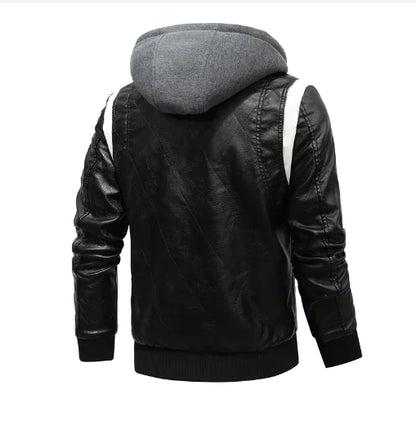 Urban Hooded Plus Size Leather Jacket