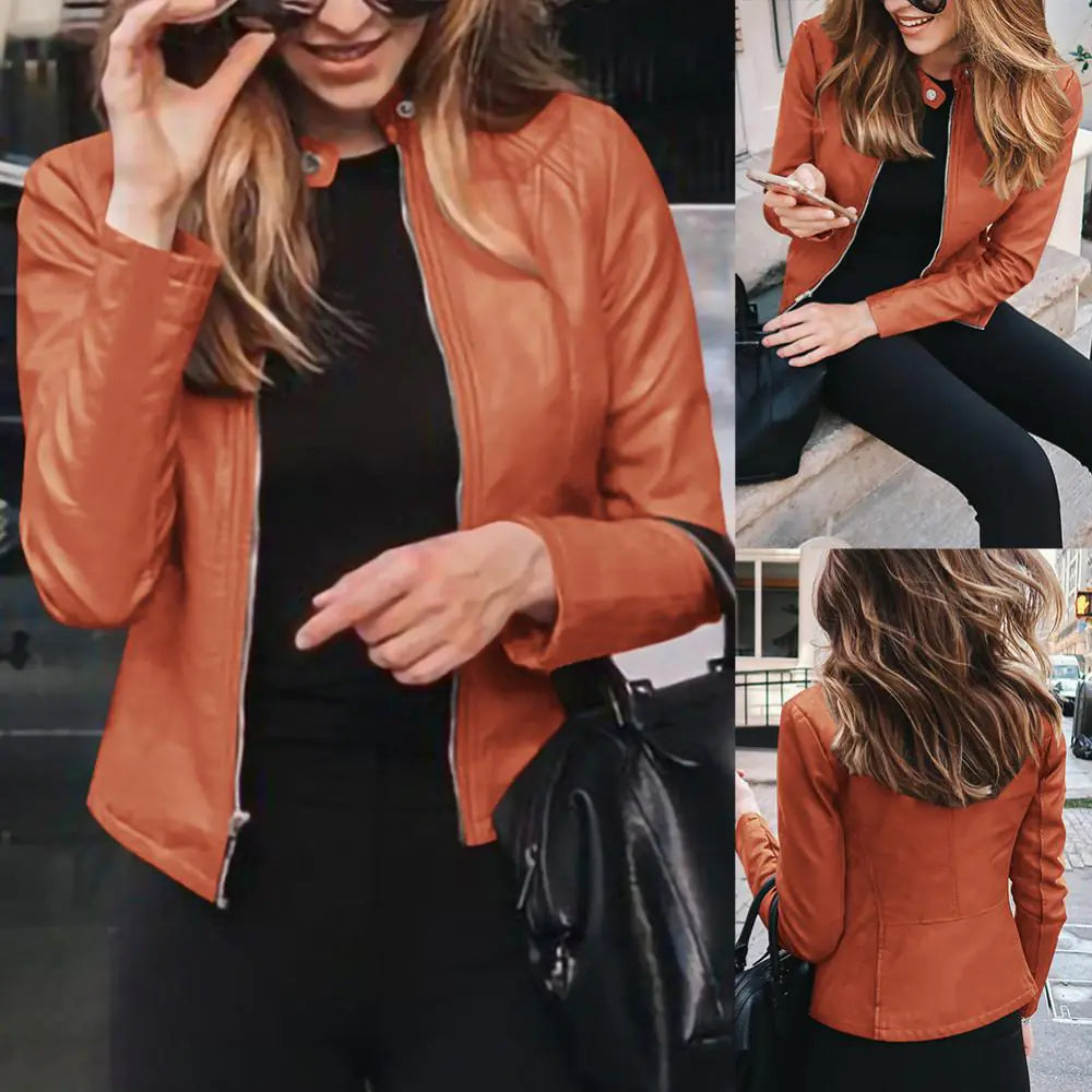 Ladies' Chic Faux Leather Jacket