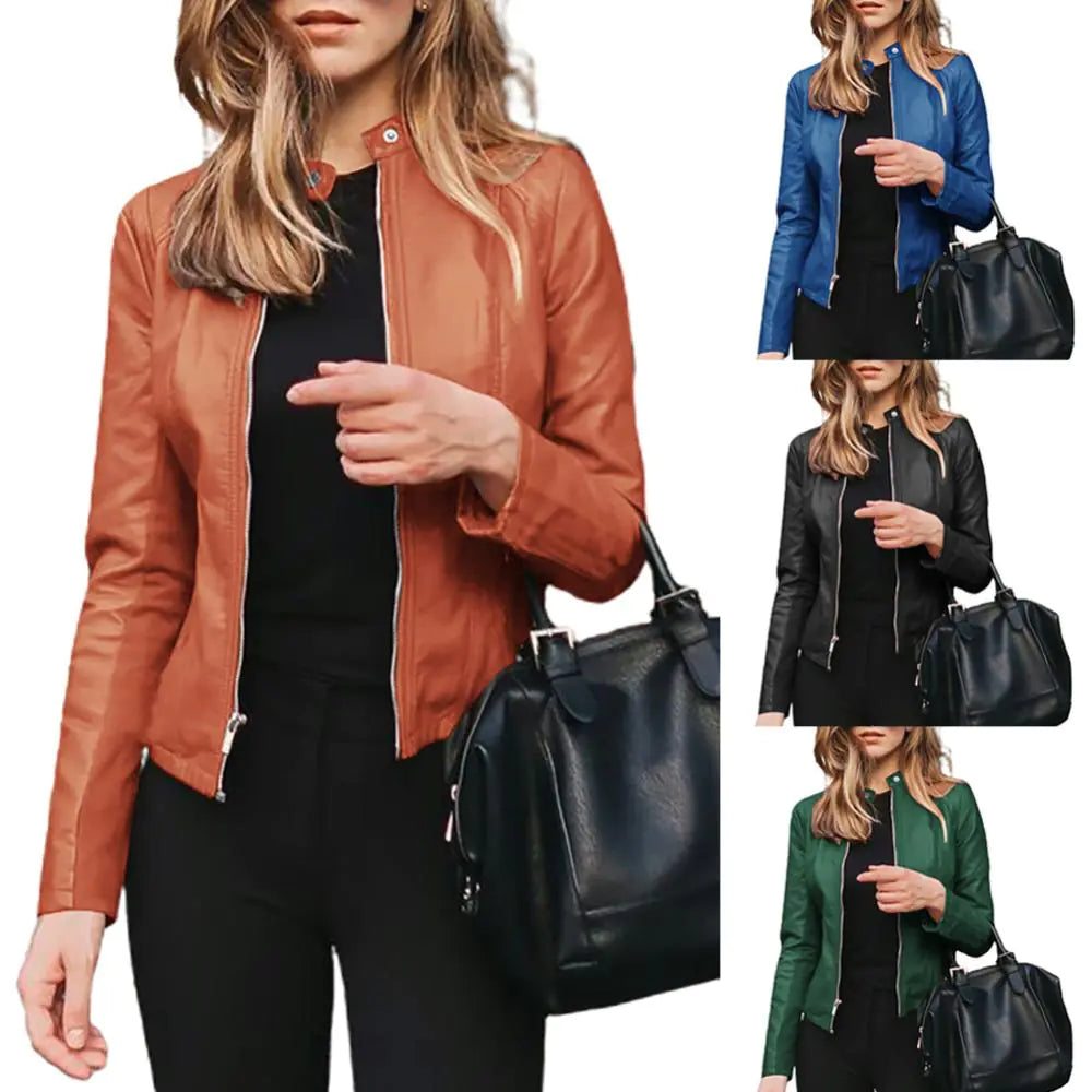 Ladies' Chic Faux Leather Jacket