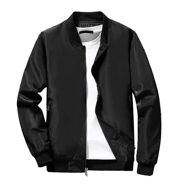 Men's Stand Collar Zip Up Baseball Jacket with Pockets