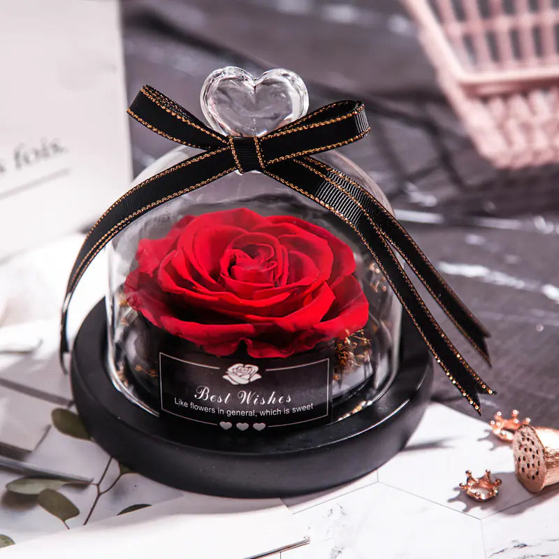 Eternal Rose Gift Box with Glass Dome Decoration