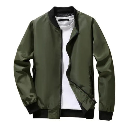 Men's Stand Collar Zip Up Baseball Jacket with Pockets
