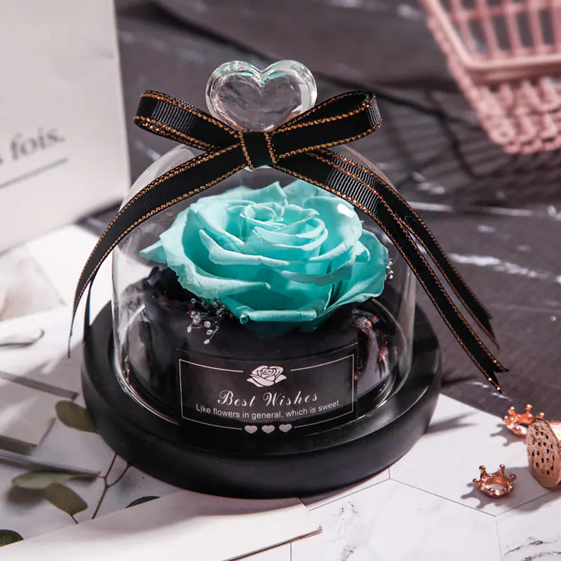 Eternal Rose Gift Box with Glass Dome Decoration