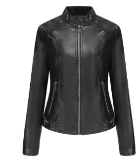 Ladies' Sleek Leather Long Sleeve Jacket