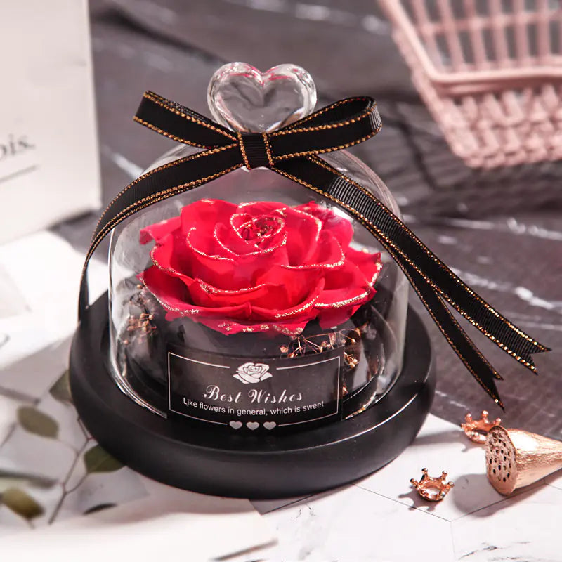 Eternal Rose Gift Box with Glass Dome Decoration