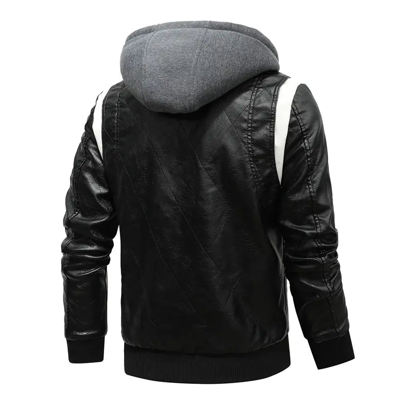 Urban Hooded Plus Size Leather Jacket